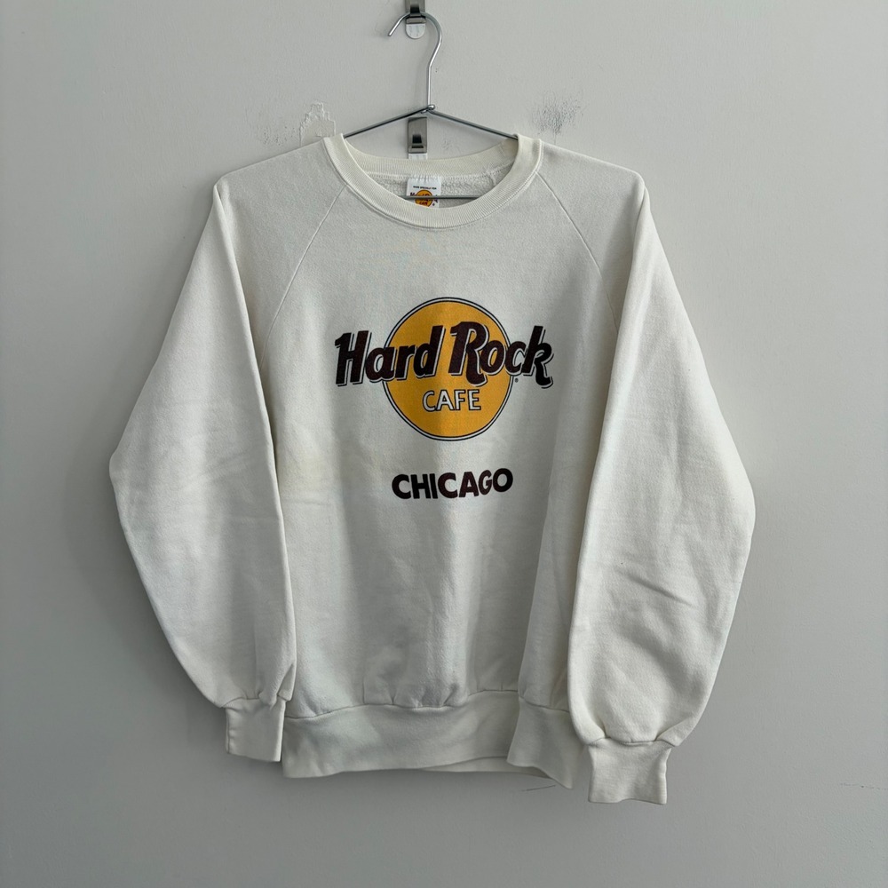 Hard Rock Cafe Chicago Vintage Sweatshirt White Large